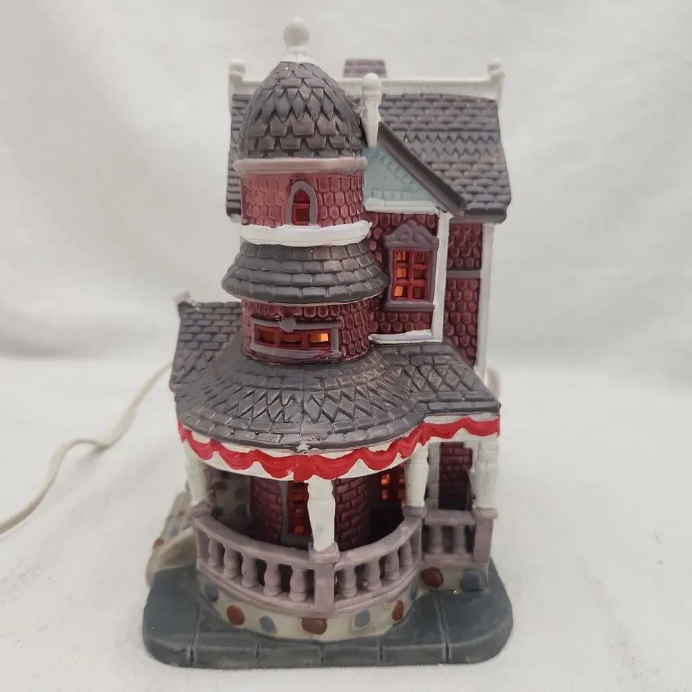 House Lemax Harris Residence Porcelain Lighted Building Xmas Village 2006 7